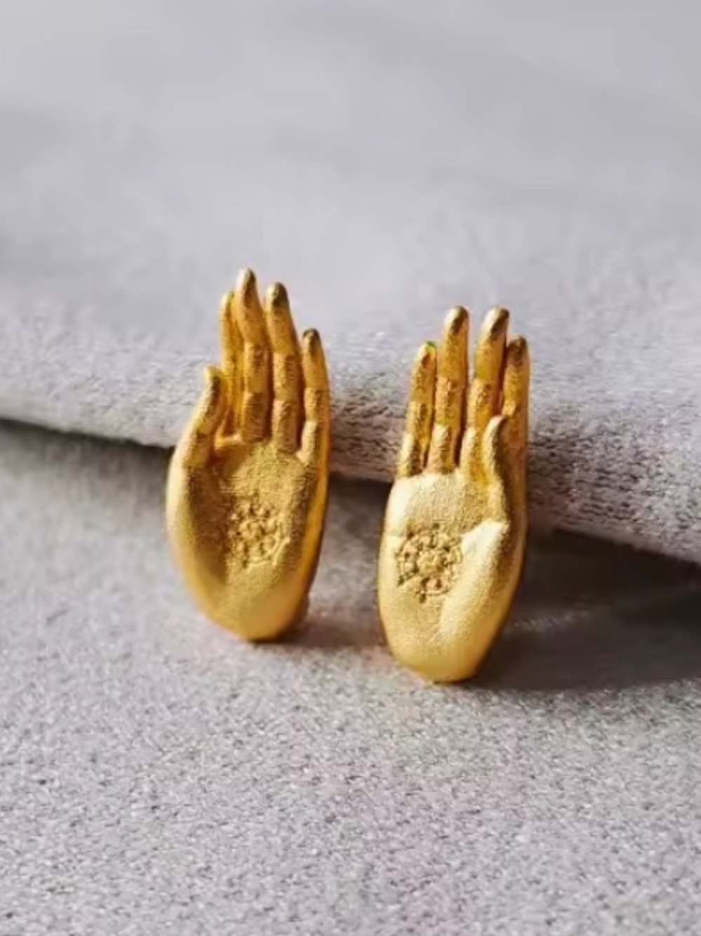 New dainty golden Buddha hands stud earrings